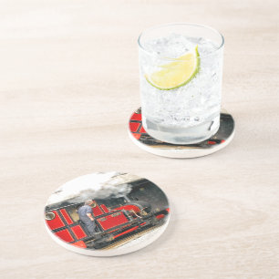 DESSOUS DE VERRE EN GRÈS TRAINS À VAPEUR