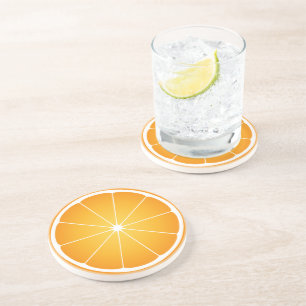 Dessous De Verre En Grès Tranche de fruit orange juteuse et cool