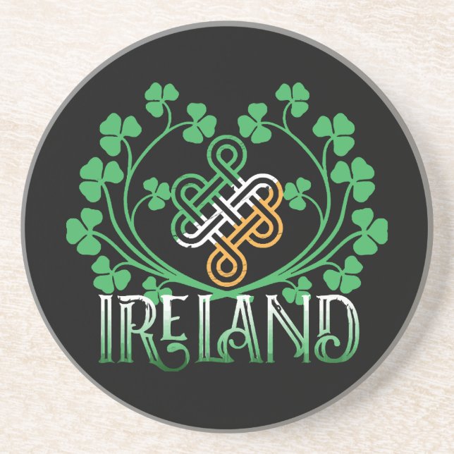 DESSOUS DE VERRE EN GRÈS TRÈFLE IRLANDE (Devant)