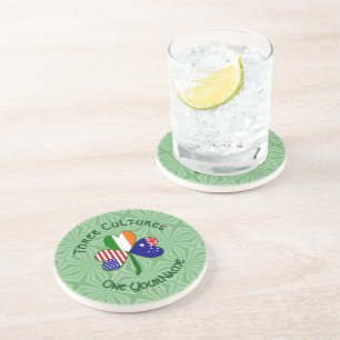 Dessous De Verre En Grès Trèfle personnalisé Australie Irlande États-Unis