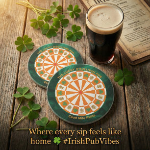 Dessous De Verre En Grès Trèfles et Nœuds Celtiques Pub Irlandais