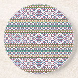 Dessous De Verre En Grès Tribal Multicolore ancien symbole folk art design