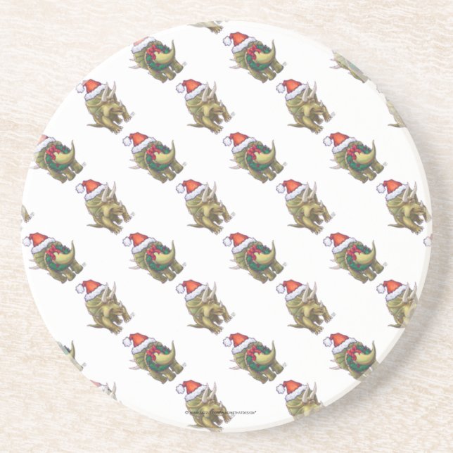 Dessous De Verre En Grès Tricératops Noël (Devant)
