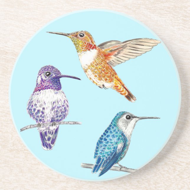 Dessous De Verre En Grès Trio de colibris brillants, Costas, roux (Devant)