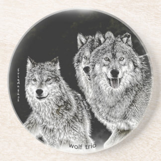 Dessous De Verre En Grès Trio de loup