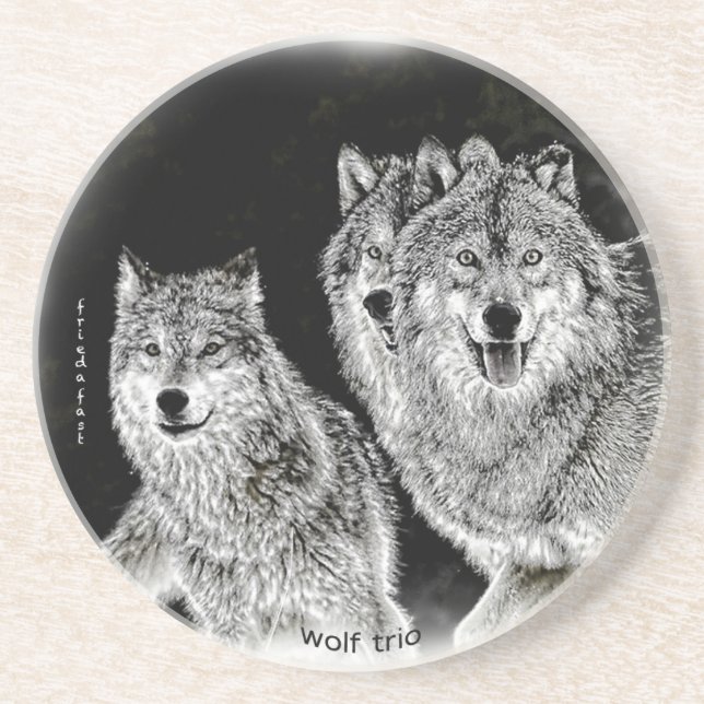 Dessous De Verre En Grès Trio de loup (Devant)