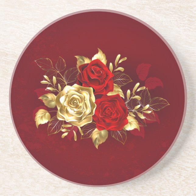 Dessous De Verre En Grès Trois Roses de bijoux (Devant)