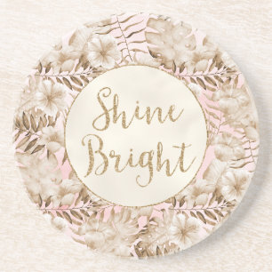 Dessous De Verre En Grès Tropical Feuille Cream Blush Gold Parties scintill