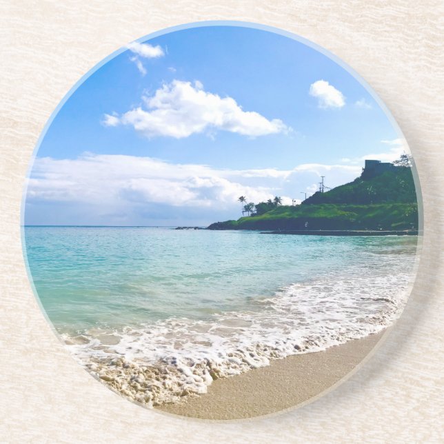 Dessous De Verre En Grès Tropical Hawaiian Beach (Devant)