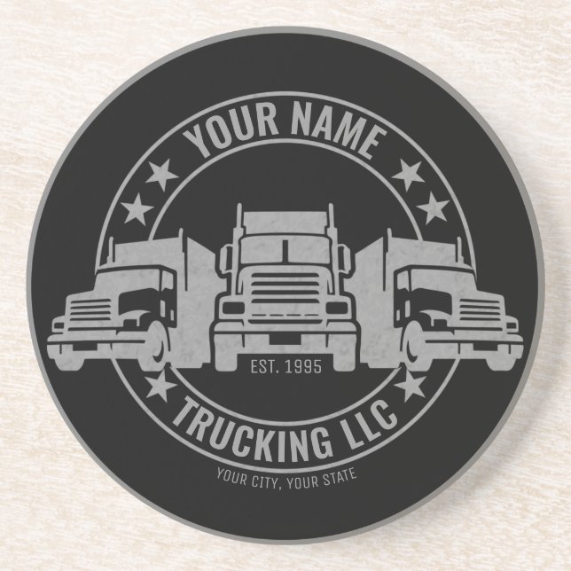 Dessous De Verre En Grès Trucker personnalisé Big Rig Semi Camion Camion (Devant)