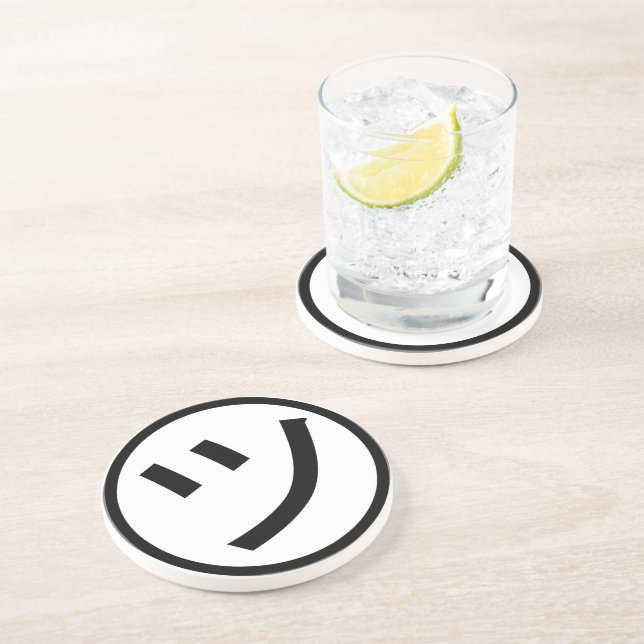 Dessous De Verre En Grès ㋡ Tsu Kana Katakana Smiling Emoji / Emoticon (Côté)