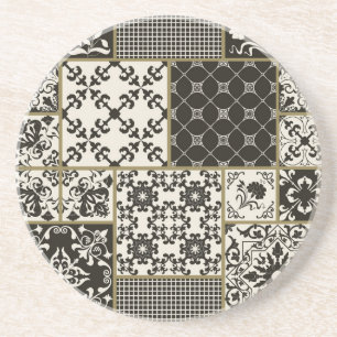 Dessous De Verre En Grès Tuiles de Majolica Motifs islamiques.