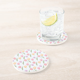 Dessous De Verre En Grès Tulipes Motif Fleur De Aquarelle Coloré