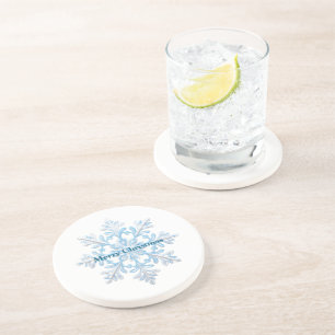 Dessous De Verre En Grès Turquoise Bleu Blanc Noël Flocon de neige