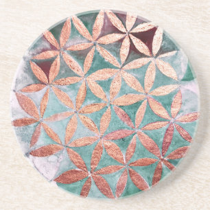 Dessous De Verre En Grès Turquoise Blush Pink Pastel Abstrait Watercolor Mo