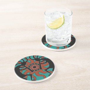 Dessous De Verre En Grès Turquoise du sud-ouest rustique de Kokopelli