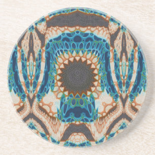 Dessous De Verre En Grès Turquoise Gold Sun Southwestern Art