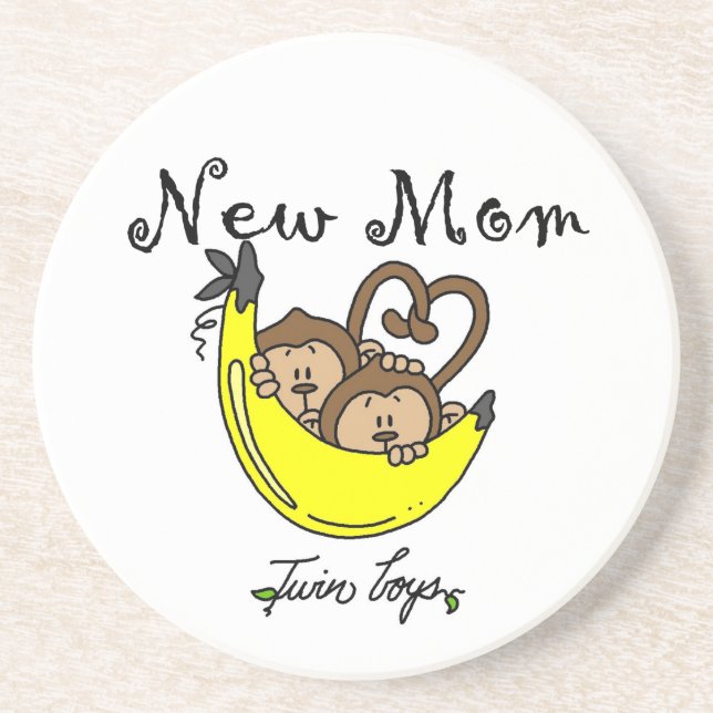 Dessous De Verre En Grès Twin Boys New Mom Cadeaux (Devant)