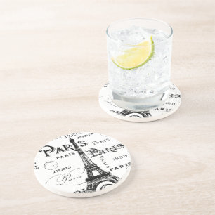 Dessous De Verre En Grès Typography Paris France Eiffel Tower Souvenirs
