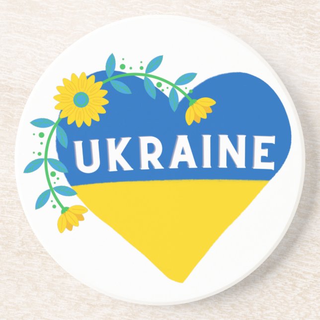 Dessous De Verre En Grès Ukraine Flower Heart (Devant)