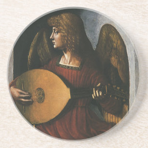 Dessous De Verre En Grès Un ange en rouge avec un trait de Léonard de Vinci