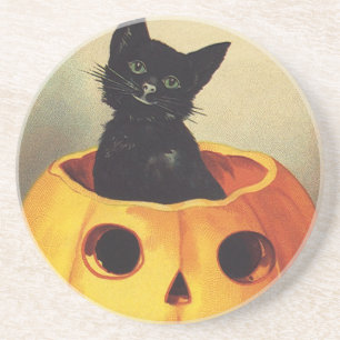 Dessous De Verre En Grès Un joyeux Halloween par Ellen Clapsaddle, chat vin