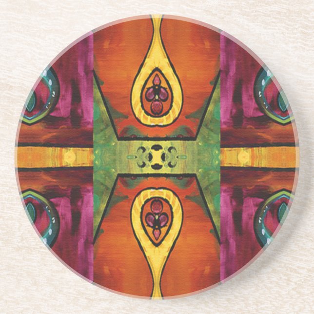 Dessous De Verre En Grès Un Motif africain ravissant (Devant)