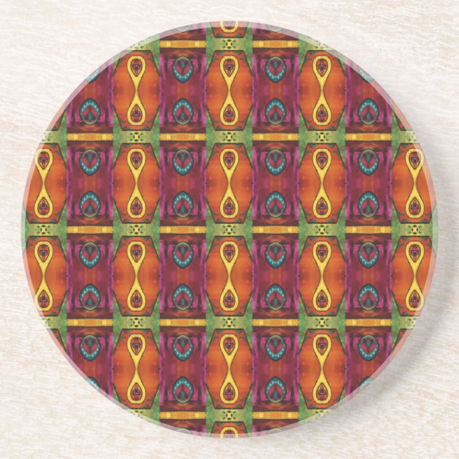 Dessous De Verre En Grès Un Motif africain ravissant (Devant)