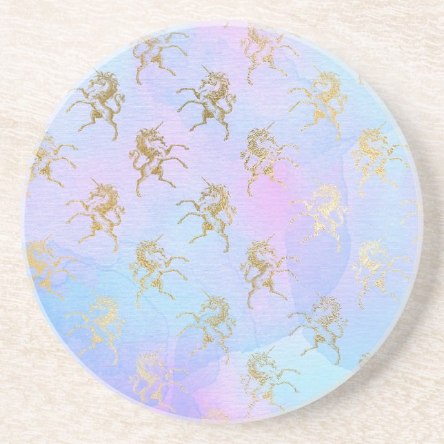 Dessous De Verre En Grès Unicornes arc-en-ciel (Devant)