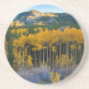 Dessous De Verre En Grès USA, Colorado. Bright Yellow Aspens in Rockies