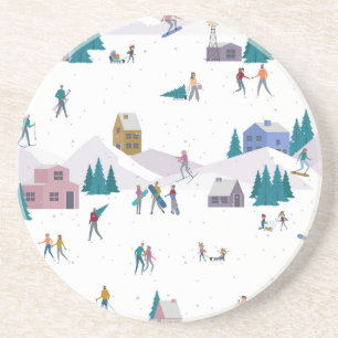Dessous De Verre En Grès Vacances des Alpes d'hiver : les gens actifs sans
