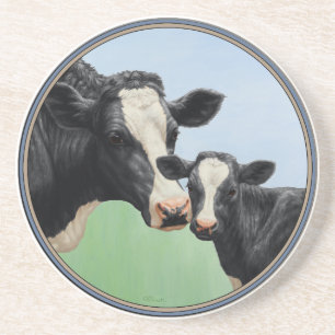Dessous De Verre En Grès Vache et veau Holstein