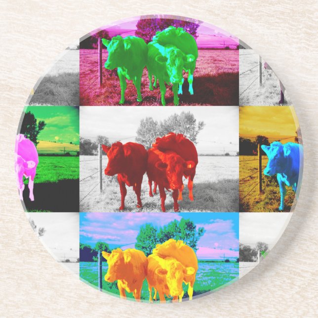 Dessous De Verre En Grès Vaches (Devant)