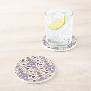 Dessous De Verre En Grès Vaches et fleurs rustiques pourpre
