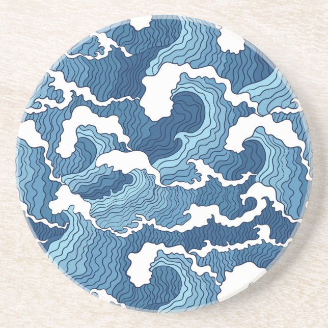 Dessous De Verre En Grès Vagues de résumé (Devant)