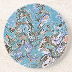 Dessous De Verre En Grès Vagues en bleu coulée d'acrylique Art abstrait