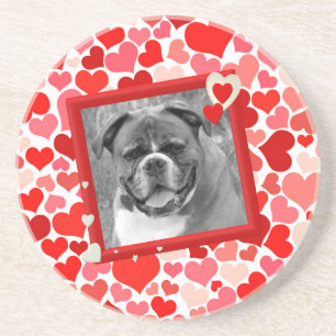 Dessous De Verre En Grès Valentines Boxer Chien Coeurs