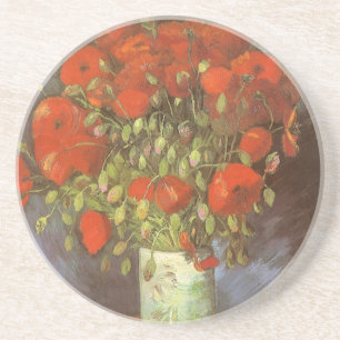 Dessous De Verre En Grès Vase aux coquelicots rouges de Vincent van
