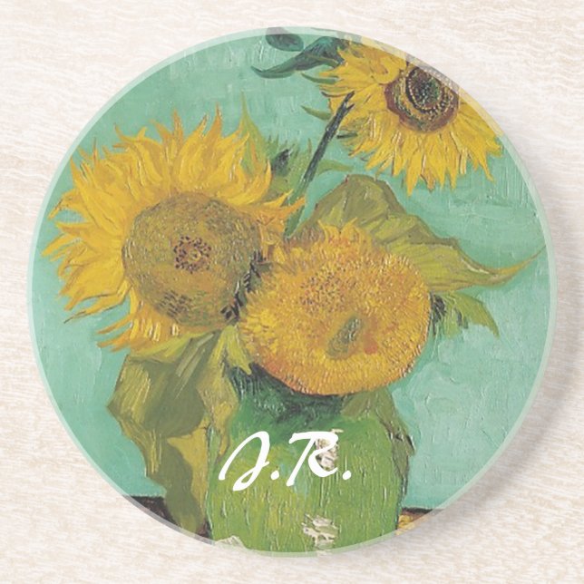 Dessous De Verre En Grès Vase avec trois tournesols, Vincent van Gogh (Devant)