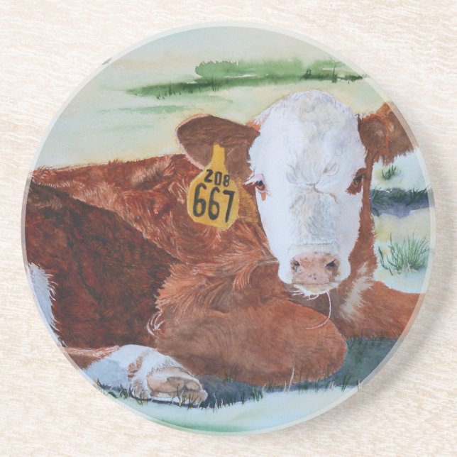 Dessous De Verre En Grès Veau de Hereford (Devant)