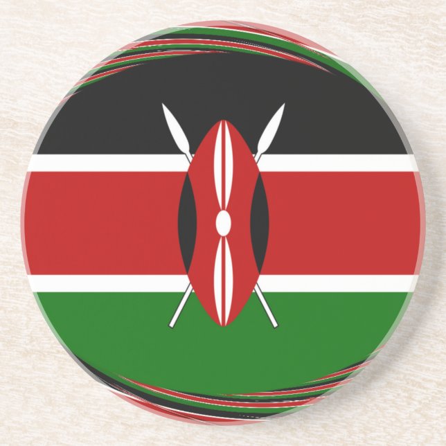Dessous De Verre En Grès Vecteur Drapeau Dynamique Kenyan : Un Design Énerg (Devant)