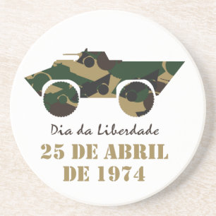 Dessous De Verre En Grès Véhicule militaire symbole de la Révolution du 25