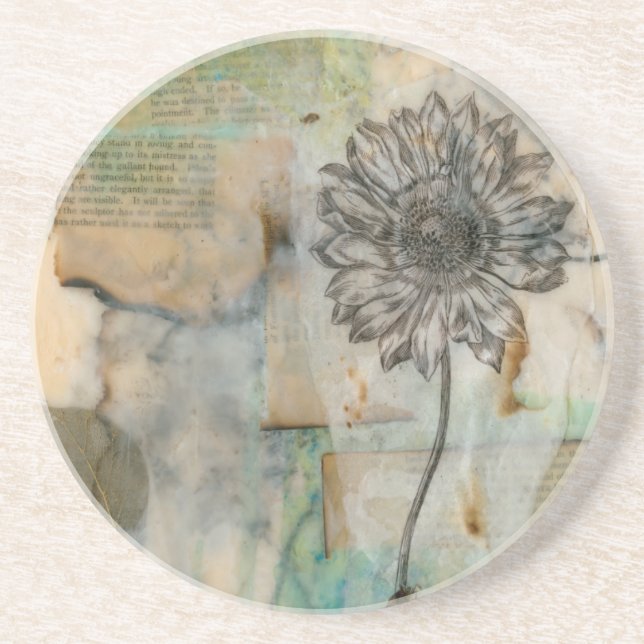 Dessous De Verre En Grès Vellum Floral I (Devant)