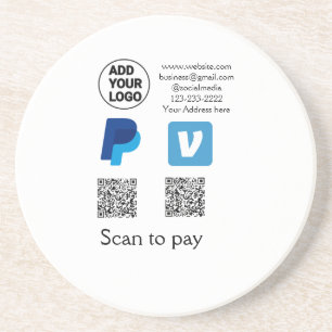 Dessous De Verre En Grès Venmo paypal scan pour payer ajouter q r code logo
