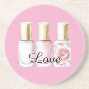 Dessous De Verre En Grès Vernis à ongles floral rose Pretty Rose