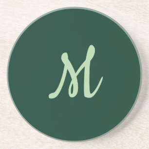 Dessous De Verre En Grès Vert foncé uni élégant moderne monogramme propre n