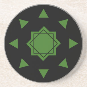 Dessous De Verre En Grès Vert sur noir marocain mosaïque pentagons géométri