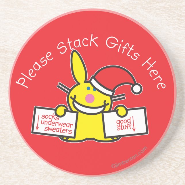 Dessous De Verre En Grès Veuillez empiler les cadeaux ici (Devant)