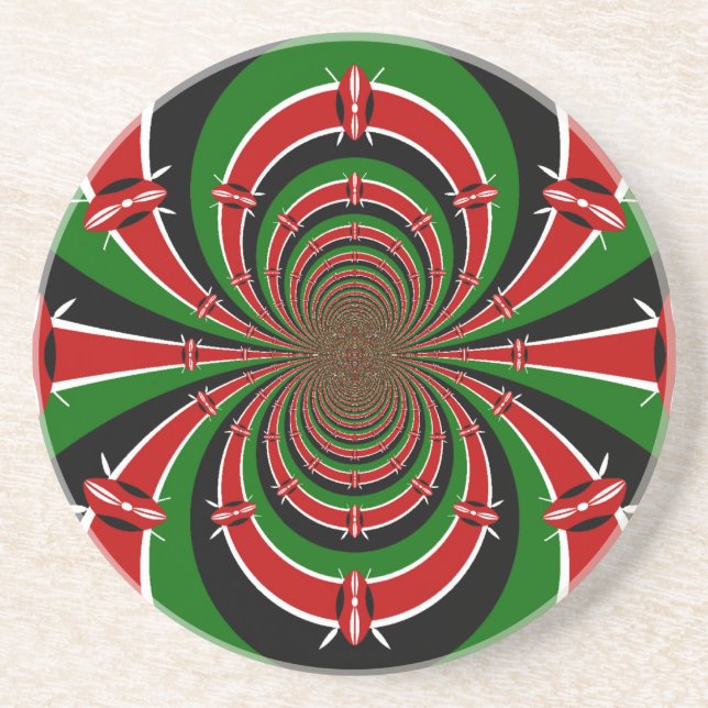 Dessous De Verre En Grès Vibrant Kenya Vision : Drapeau kényan en miroir (Devant)