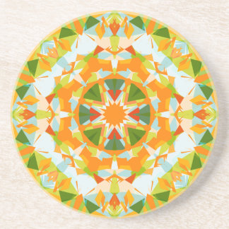 Dessous De Verre En Grès Vibrant Orange Vert Étoile Boho Maximaliste